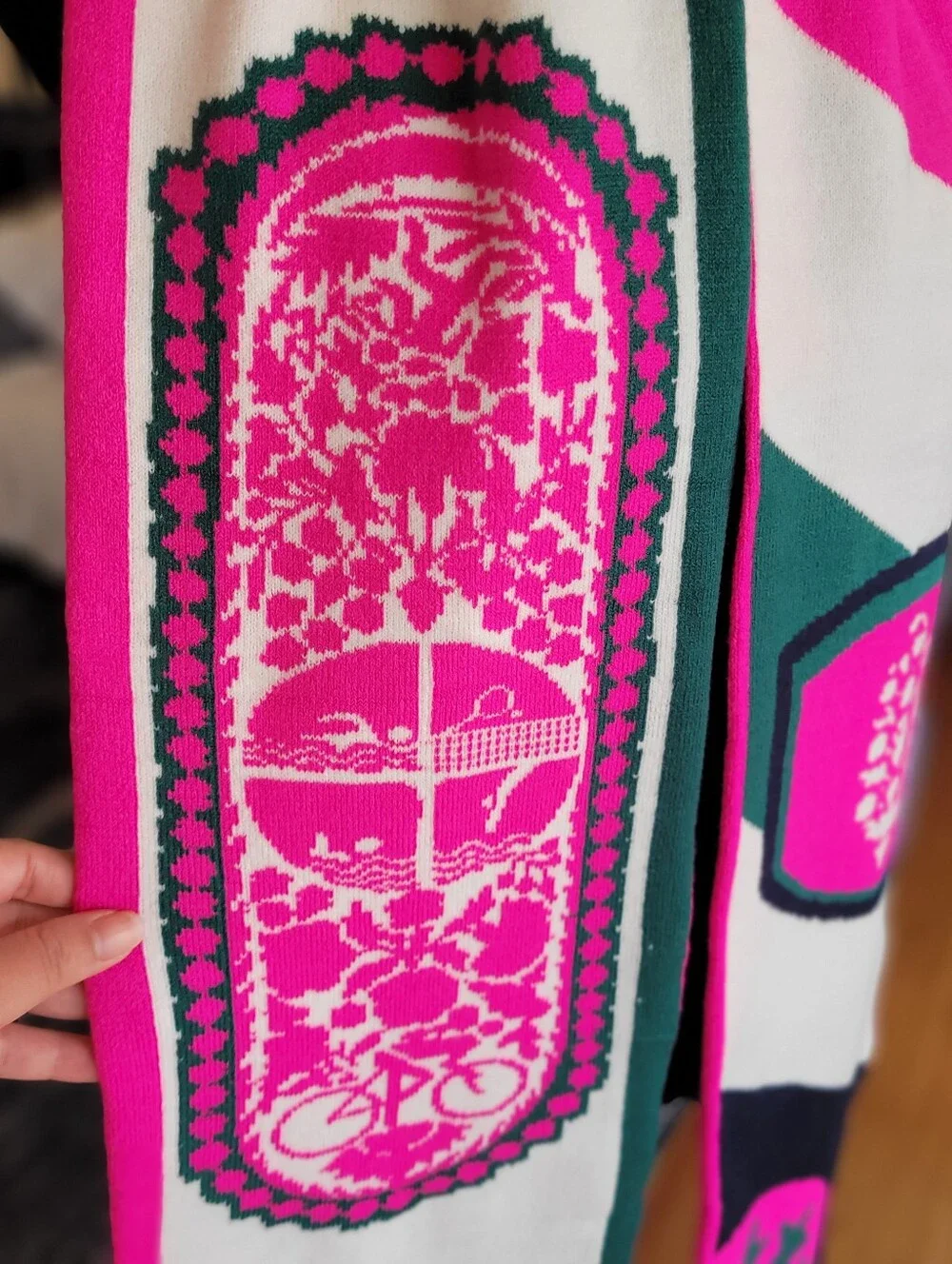 Free People Movement Big League Reversible Scarf Pink Graphic Logo Colorblock
